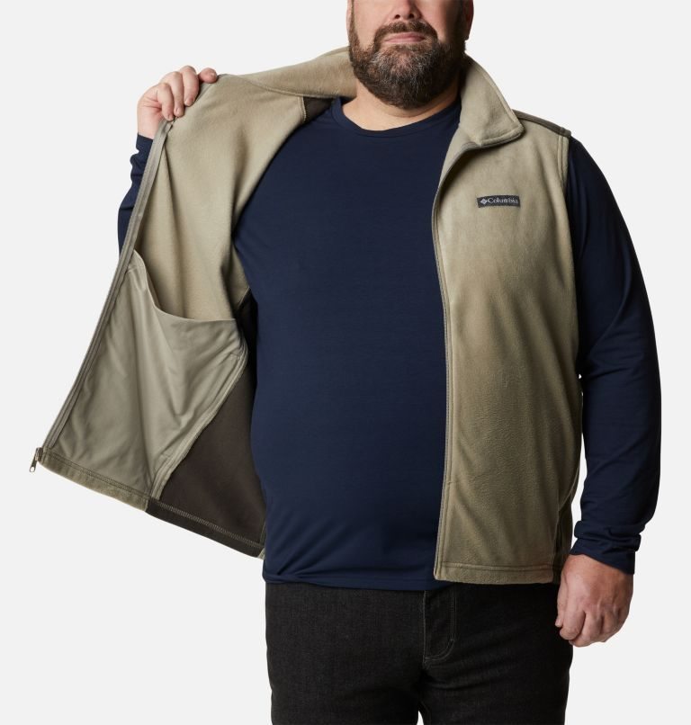 Men's Columbia Steens Mountain Fleece Vest Olive | Plus Size CA-QA154